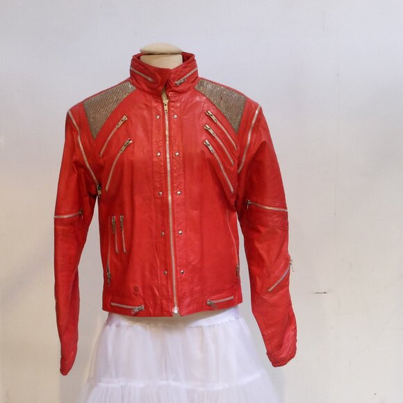 1980’s J.Park Collection Red Leather Zipper Jacket Michael Jackson BEAT IT - Picture 3 of 16